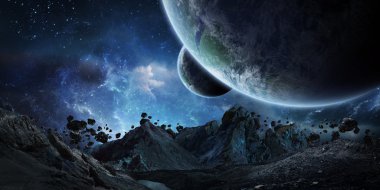 Toprak elementleri Nasa tarafından döşenmiş bu görüntünün çökmesine devasa asteroitler