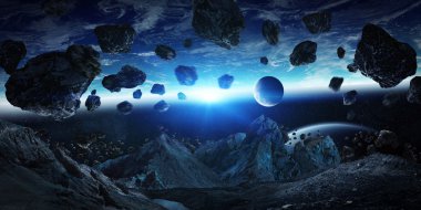 Toprak elementleri Nasa tarafından döşenmiş bu görüntünün çökmesine devasa asteroitler