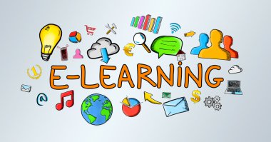 E-öğrenme resimde çizilmiş