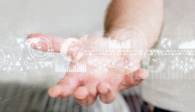 Dijital grafik arabirimini kullanarak iş adamı