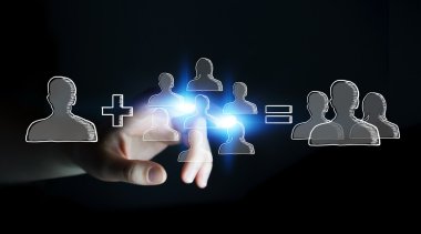 El çekilmiş sosyal ağ dokunmadan işadamı