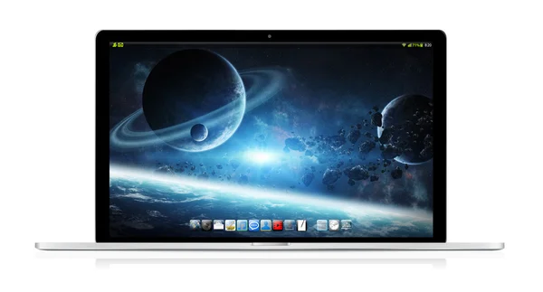 Laptop moderno no fundo branco 3D renderização — Fotografia de Stock