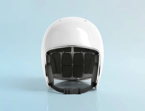 Белый Ретро Винтажный Мотоциклетный Шлем Выделенный Синем Фоне — стоковое фото