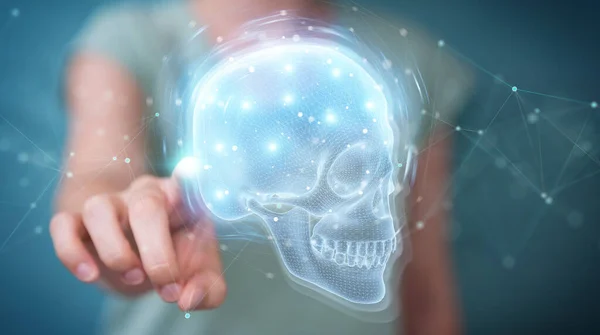디지털 두개골 홀로그램 렌더링을 사용하여 배경에 — 스톡 사진