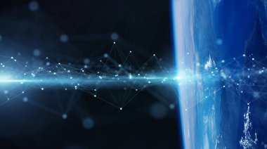 Dünya üzerindeki küresel veri alışverişleri ve gelecekteki bağlantılar NASA tarafından desteklenen bu görüntünün elementlerini 3D biçimlendirme sistemi