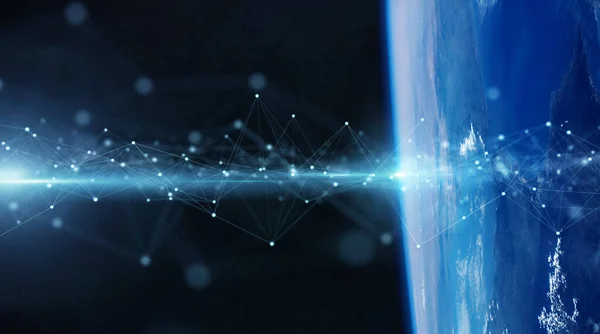 Globaler Datenaustausch Und Futuristisches Verbindungssystem Über Den Globus Rendering Elemente — Stockfoto