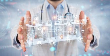 Bulanık arka plan tutuşu ve tüplerdeki tıbbi analizler üzerine araştırmacı.