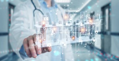 Bulanık arka plan tutuşu ve tüplerdeki tıbbi analizler üzerine araştırmacı.