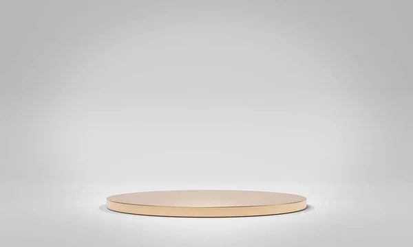 Fondo Podio Etapa Oro Mockup Plataforma Circular Vacía Blanco Pedestal — Foto de Stock