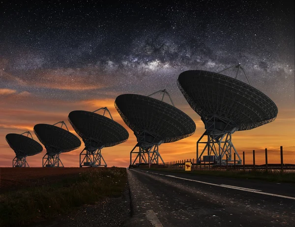 Radio Telescope view at night — Stock Photo, Image