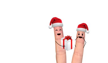 Mutlu parmak çift aşık Xmas kutluyor