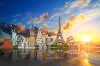 Dünyayı gezmek anıtlar konsepti