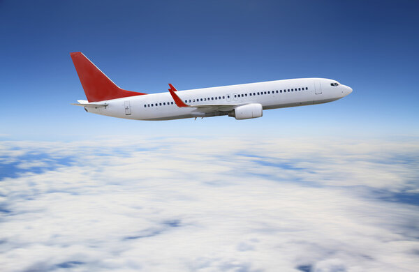 Plane flying over the clouds