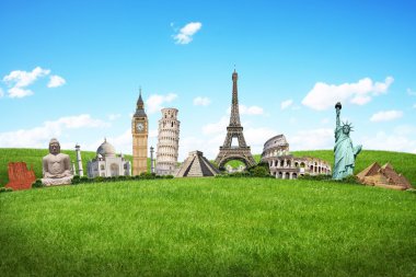 Dünyayı gezmek anıtlar konsepti