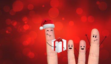 Mutlu parmak çift aşık Xmas kutluyor