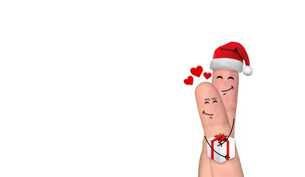 Happy finger par i kärlek firar jul — Stockfoto