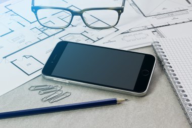 Teknik aygıt office arka plan üzerinde sahte kadar