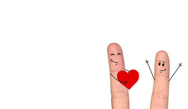 Happy finger par i kärlek firar alla hjärtans dag — Stockfoto