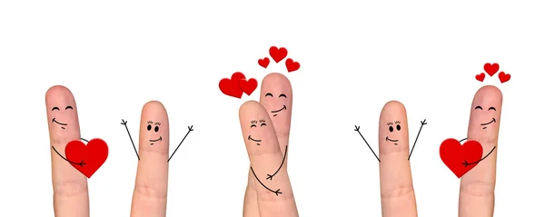 Happy finger par i kärlek firar alla hjärtans dag — Stockfoto