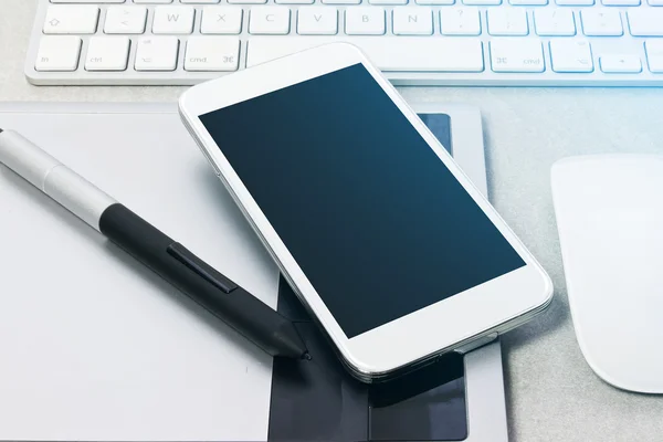 Tech device mock up on office background — Stock Photo, Image