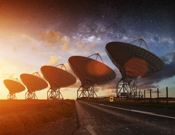 Radio Telescope view at night — Stock Photo, Image