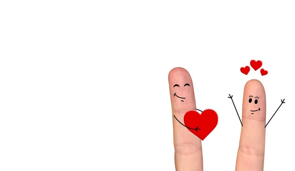 Feliz pareja de dedos enamorados celebrando el día de San Valentín —  Fotos de Stock