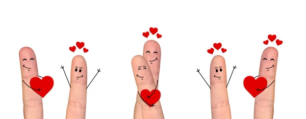 Happy finger par i kärlek firar alla hjärtans dag — Stockfoto