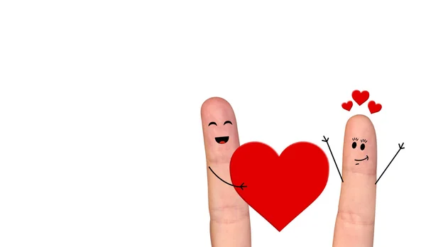 Happy finger couple in love celebrating Valentine day — Stock Photo, Image