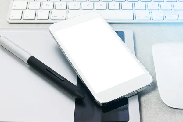 Tech device mock up on office background — Stock Photo, Image