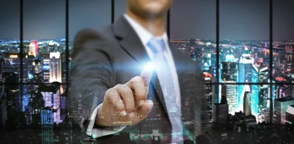 Businessman in his office using tactile interface — Stock Photo, Image