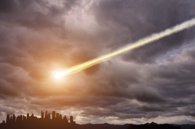 uzayda bir gezegende meteor etkisi