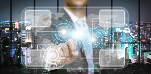 Businessman in his office using tactile interface — Stock Photo, Image