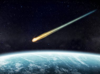 Meteorite impact on a planet in space clipart