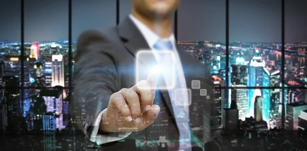 Businessman in his office using tactile interface — Stock Photo, Image