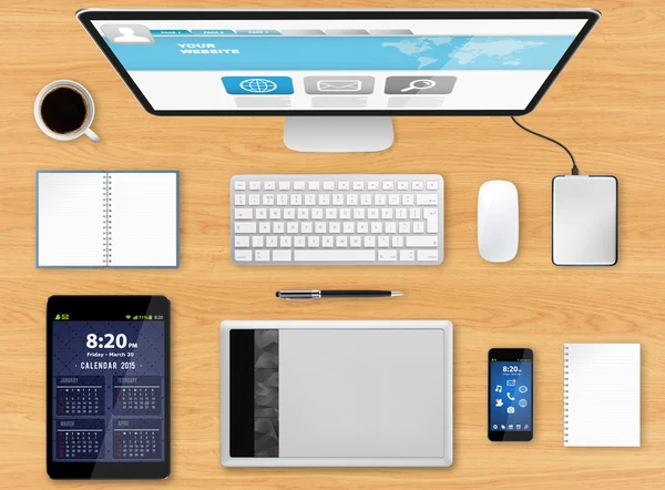 Lugar de trabajo con dispositivo técnico —  Fotos de Stock