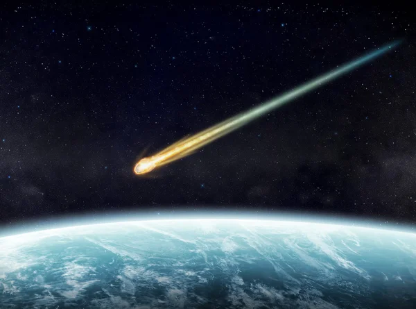 Meteorite impact on a planet in space — Stock Photo, Image