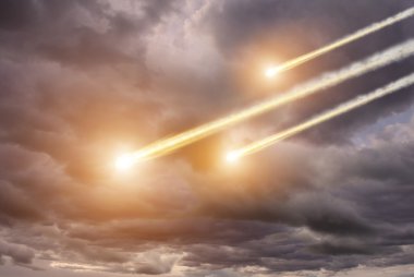 uzayda bir gezegende meteor etkisi