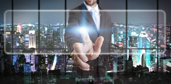 Businessman in his office using tactile interface — Stock Photo, Image