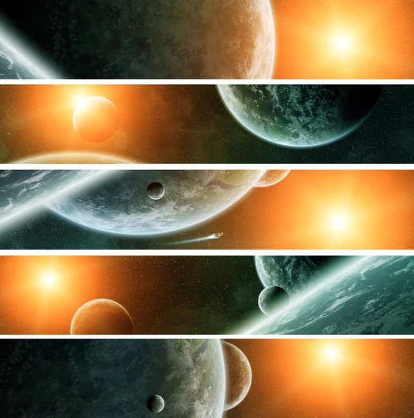 Východ slunce nad planeta země ve vesmíru — Stock fotografie