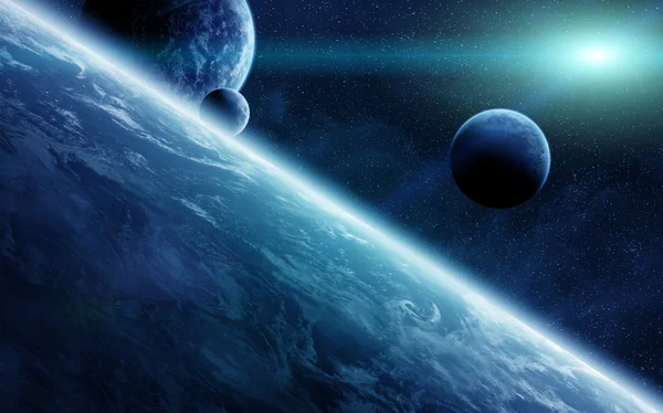 Alba sui pianeti nello spazio — Foto Stock
