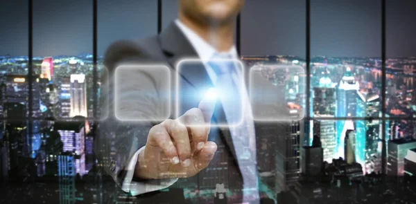 Businessman in his office using tactile interface — Stock Photo, Image