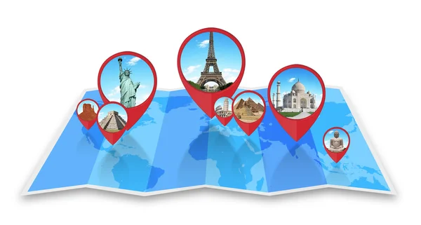 Monument of the world on a map — Stock Photo, Image