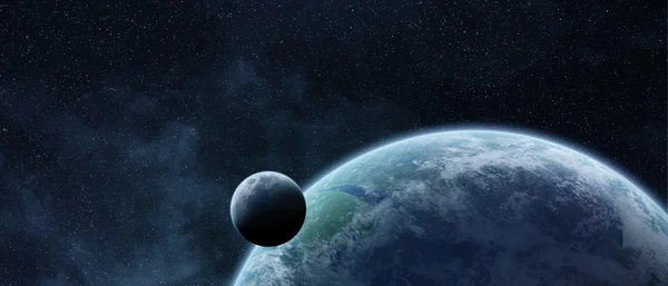 Soluppgång över planetjorden i rymden — Stockfoto