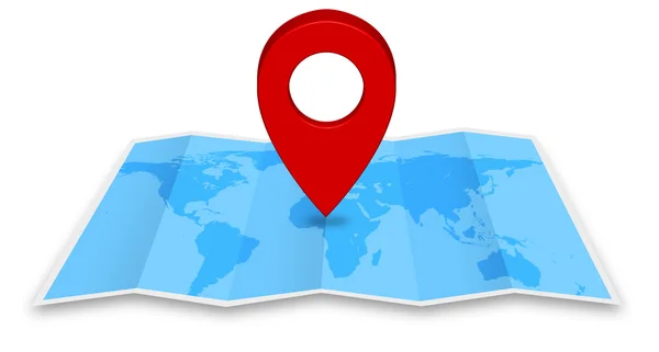 Pin map icon on a blue map — Stock Photo, Image