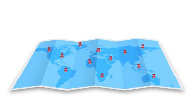 PIN harita simgesi mavi bir harita üzerinde