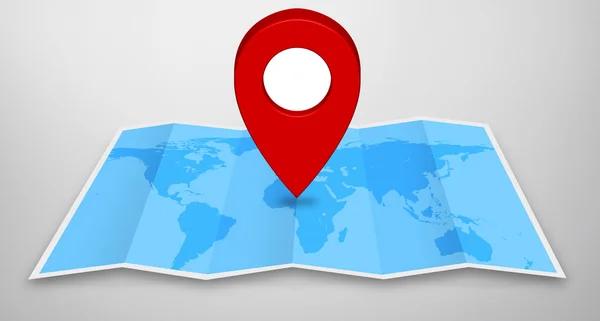 Pin icono de mapa en un mapa azul — Foto de Stock