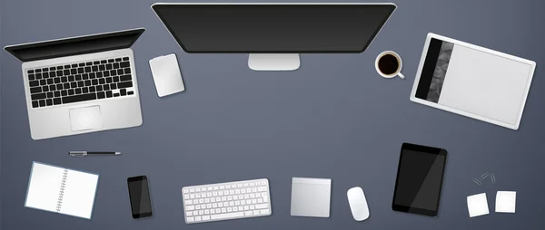 Workplace with tech device — Stock Photo, Image