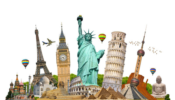 Famous monuments of the world grouped together