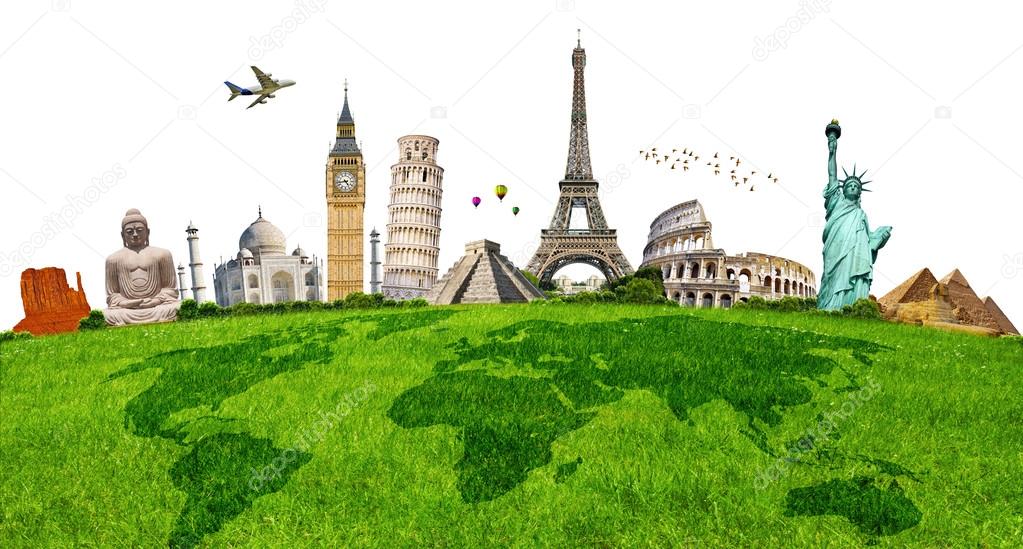Illustration of famous monument on green grass