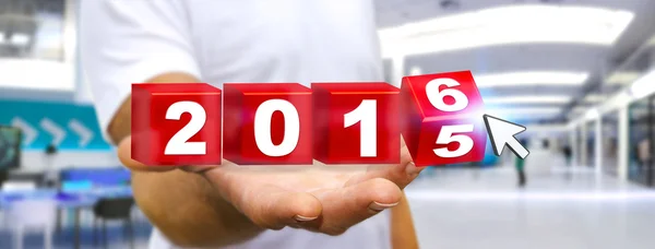 Mann feiert das neue Jahr 2016 — Stockfoto